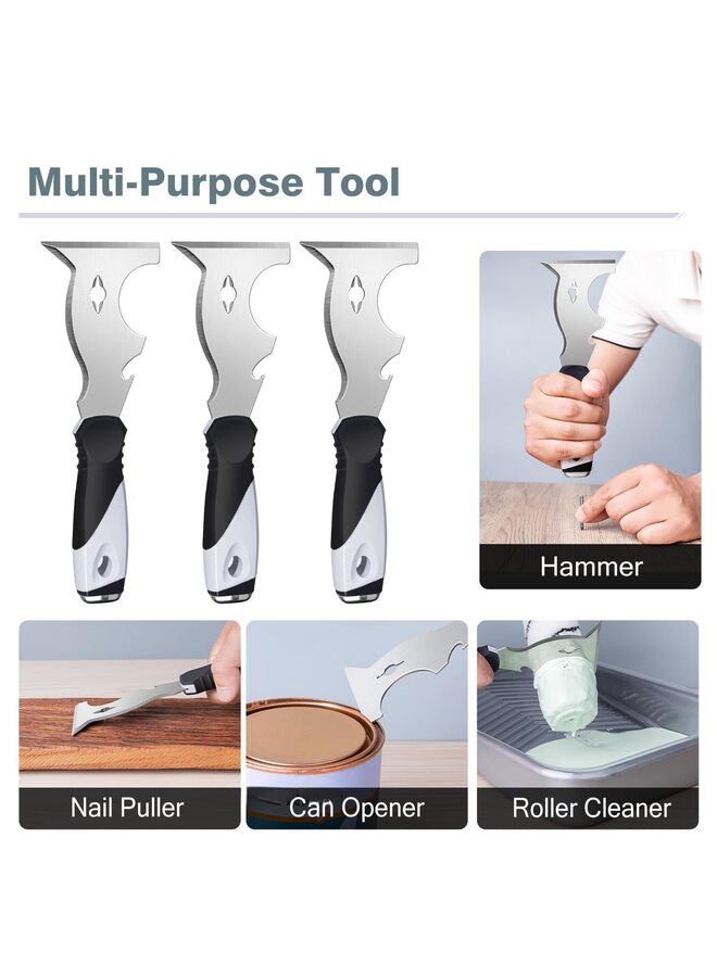 LAMAY Putty Knife, Paint Scraper Putty Knife Multi-Use Painters Tool, Taping Knife, Paint Scraper Tool for Wood, Metal Scraper with Hammer End, Razor Blade Scraper (Size : 2PCS) - Image 2